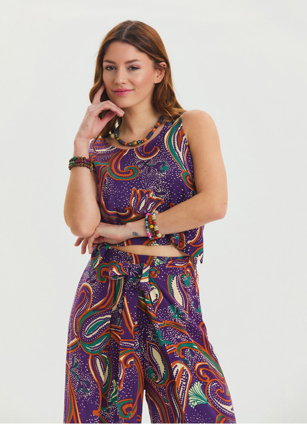 Boat Neck Backless Purple Authentic Jumpsuit 4535